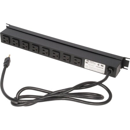 Rack Solutions 15Amp Power Strip w/ 6Ft Cord. 8 Recepticles Front Facing. Nema 5-15 PS19-F8-6-C